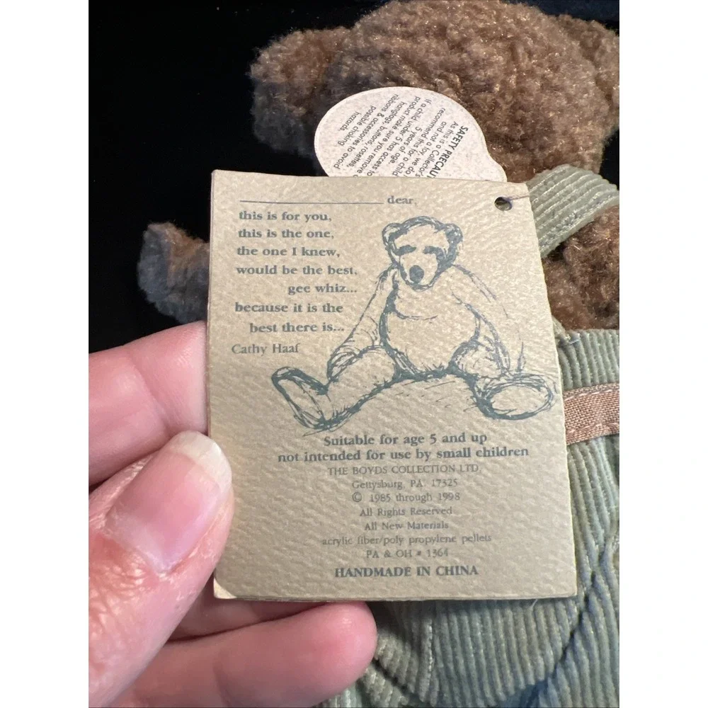 Boyds Bears Plush Collectible 20th Anniversary Corduroy‎ Overalls Brown NIB